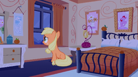 Filly Applejack looking through the window S1E23