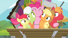 Pinkie hugging all of the Apples S4E09.png