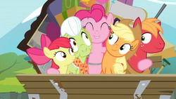 Pinkie hugging all of the Apples S4E09.png