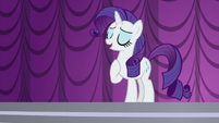 Rarity introduces herself to the crowd S5E14
