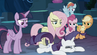 Fake Fluttershy trips Rarity onto the ground S8E13