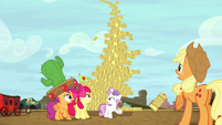Hay bale stack about to topple S5E6