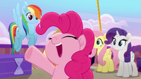 Pinkie Pie shouting "plus" MLPRR