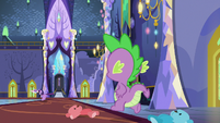 Spike follows Twilight and Flurry Heart S7E3