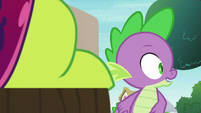 Spike sees Princess Ember down the road S7E15