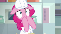 Pinkie Pie covers her mouth in shock S9E14