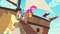 Pinkie and Rarity already on the ship S6E22