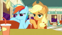 Rainbow and Applejack hoof-bump S6E9