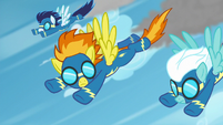 Spitfire notices Rainbow Dash on the ground S6E7