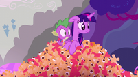 Twilight and Spike look to their left S5E26