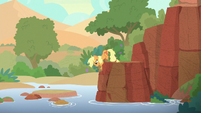 Applejack's hat falls into the stream S8E23