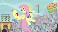 Fluttershy catches buckball in her wing S9E6