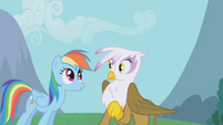 Gilda surprised at Rainbow Dash S1E5