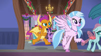 Ocellus, Silverstream, and Smolder leave the lounge S8E16