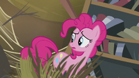 Pinkie sees the ruins of the library S5E8