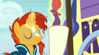 Sunburst gathering handkerchiefs in his hoof S7E24