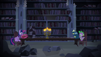 Twilight Sparkle and Spike researching S4E03