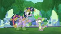 Twilight and Spike covered with salve S5E26