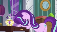 Twilight: "I'm not much help, am I?" Starlight: "No!"