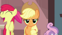 Applejack doesn't look very pleased.