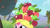 Bunch of apples on Pinkie's head S4E07