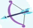 Purple bow with blue arrow (while impersonating as Crystal Beau)