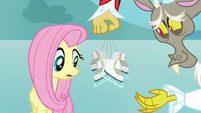 Discord tempts Fluttershy with ice skates S03E10