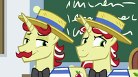 Flim and Flam look smugly at Twilight S8E16