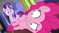 Pinkie Pie trying to speak S6E21