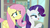 Rarity pointing at traditional section S8E4