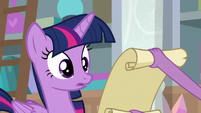 Spike showing the scroll to Twilight S8E25