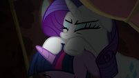 Twilight and Rarity discomforted from Garble's sitting S6E5