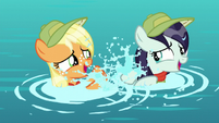 Applejack and Rara splashing each other S5E24