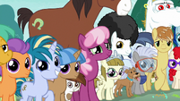 Crowd of ponies the Crusaders helped S9E12