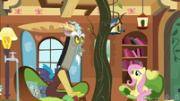 Discord makes a tree appear in Fluttershy's tree S7E12