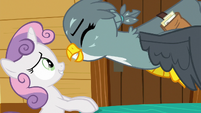 Gabby gets excited in Sweetie Belle's face S6E19