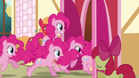 Pinkie Pie clones entering the town hall S3E03