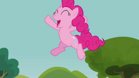 Pinkie Pie jumping off swing into water S3E3