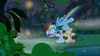 Rainbow Dash diving out of the sky S9E17