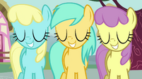 Sassaflash, Sunshower Raindrops, and Parasol smiling S02E18