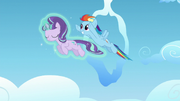 Starlight and Rainbow Dash fly together S5E26