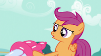 Scootaloo removes balloon baby bottle out of her mouth S5E19