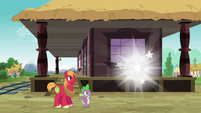 Spike and Big Mac watch Discord disappear S6E17