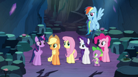 Twilight's friends looking at her S4E25