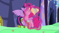 Twilight Sparkle hugging Pinkie Pie MLPBGE