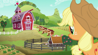 Applejack looks at the new and improved Sweet Apple Acres S6E10