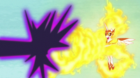 Daybreaker repels Nightmare Moon's magic with flames S7E10