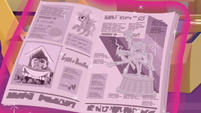 Derpy, Lyra, Bon Bon, and villains in newspaper S9E26