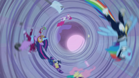 Power Ponies whirling inside the tornado S4E06