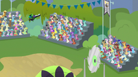 Rolling Thunder flying over the audience S8E20